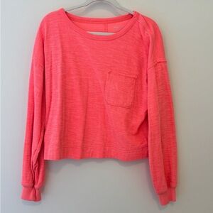 aerie Neon Coral cropped long sleeve tee XS